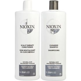 NIOXIN by Nioxin SYSTEM 2 SCALP THERAPY CONDITIONER AND CLEANSER SHAMPOO FOR NATURAL HAIR WITH PROGRESSED THINNING LITER DUO