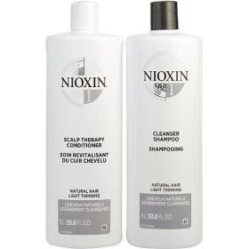 NIOXIN by Nioxin SYSTEM 1 SCALP THERAPY CONDITIONER AND CLEANSER SHAMPOO FOR NATURAL HAIR WITH LIGHT THINNING LITER DUO