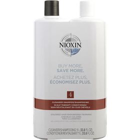 NIOXIN by Nioxin SYSTEM 4 SCALP THERAPY CONDITIONER AND CLEANSER SHAMPOO FOR COLORED HAIR WITH PROGRESSED THINNING LITER DUO