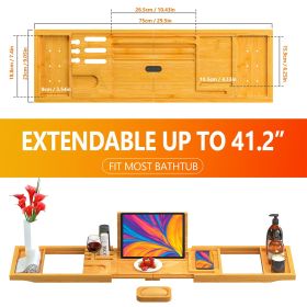 Bath Tray; Bamboo Bathtub Caddy Tray Extendable Spa Organizer Tray for Bathroom; Premium Bamboo Material; One Bath Shelf