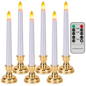 6 Packs Flameless Taper Candles 9.8in Electric LED Candles Warm White w/ 4 Light Modes Remote Control Timer (Light Color: Warm White)