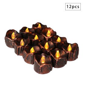 12Pcs LED Tea Lights Flameless Candles (Color: Color2)