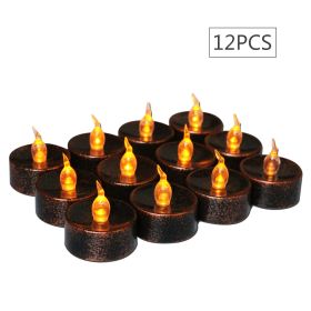 12Pcs LED Tea Lights Flameless Candles (Color: Color3)