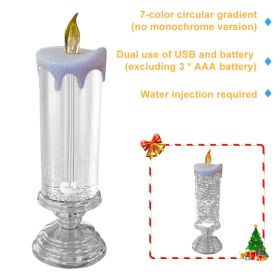 1pc Christmas Colorful Dream Crystal Candle Light LED Glitter Flameless Candles 7 Color Changing Romantic Light Party Home Decor (Emitting Color: Silver 7color, Ships From: CN)