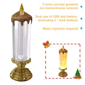 1pc Christmas Colorful Dream Crystal Candle Light LED Glitter Flameless Candles 7 Color Changing Romantic Light Party Home Decor (Emitting Color: Gold 7color, Ships From: CN)