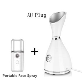 Face Steamer Machine SPA Sprayer Sauna Facial Humidifier Skin Care Facial Vaporizer Vapeur Visage Nebulizador Limpiador Digester (Color: AU Plug Kit 1)