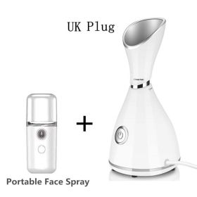 Face Steamer Machine SPA Sprayer Sauna Facial Humidifier Skin Care Facial Vaporizer Vapeur Visage Nebulizador Limpiador Digester (Color: UK Plug Kit 1)